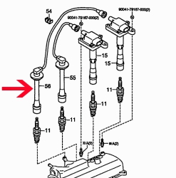 Ignition cable with plug from ignition coil 4 to 1